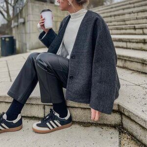 Manteco Wool Short Oversized Jacket – Zara – XS Dark Grey